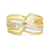 10K Yellow and White Gold Crossed Ring