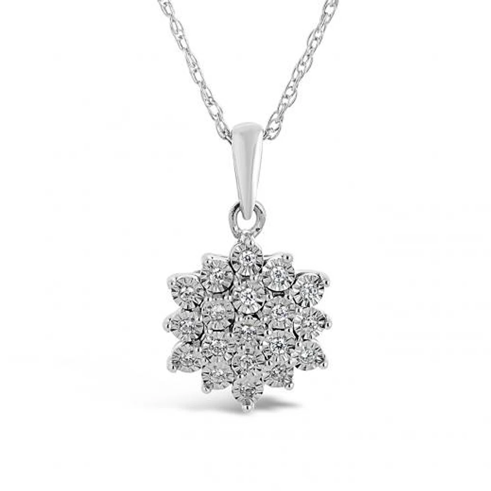 Sterling Silver 0.09CTW Diamond Snowflake Pendant