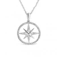 Sterling Silver 0.06CTW Diamond Compass Pendant