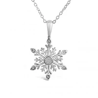 Sterling Silver 0.02CTW Diamond Snowflake Pendant