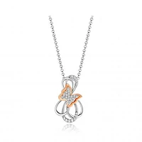 Sterling Silver Rose Plated Cubic Zirconia Butterfly Pendant