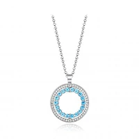 Sterling Silver Blue & White Topaz Circle Pendant