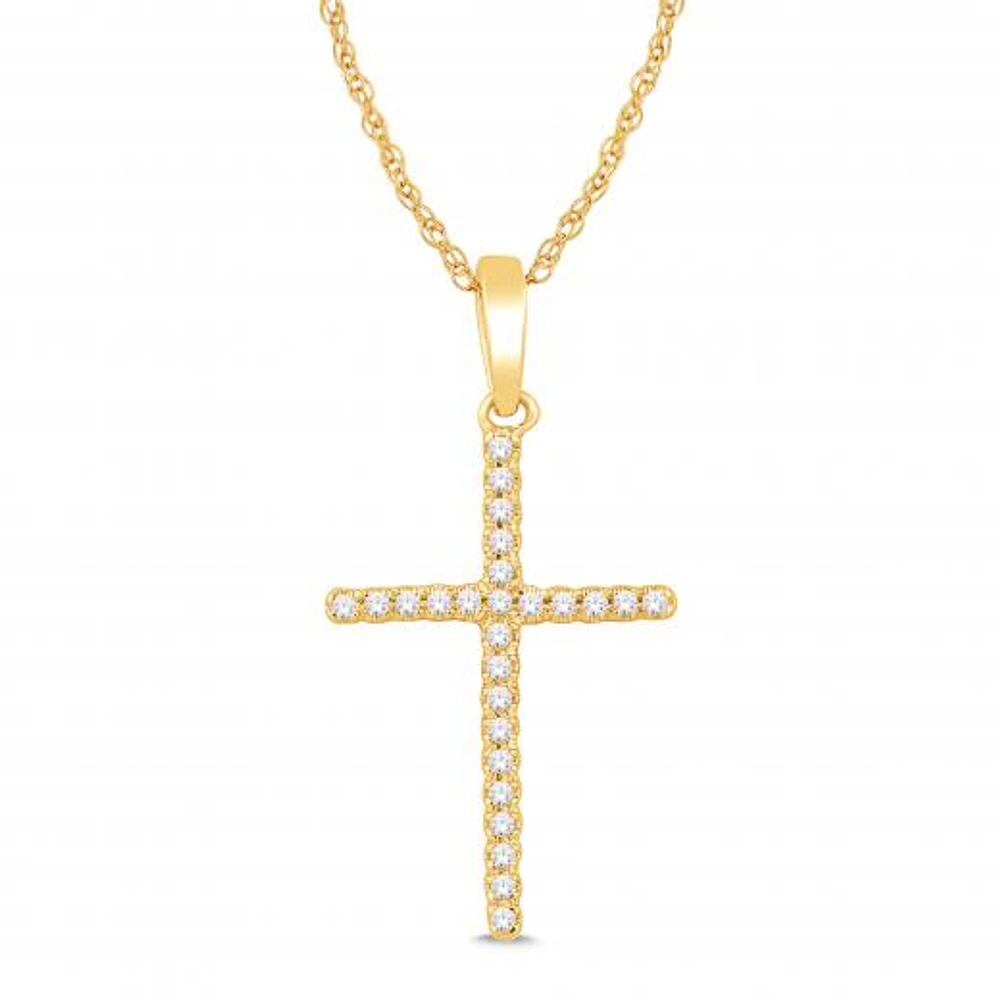 10K Yellow Gold 0.05CTW Diamond Cross Pendant
