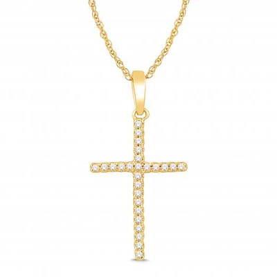 10K Yellow Gold 0.05CTW Diamond Cross Pendant
