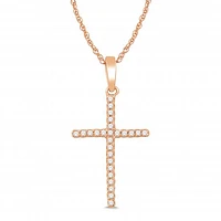 10K Rose Gold 0.05CTW Diamond Cross Pendant