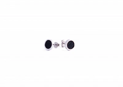 Stainless Steel Black 9mm Stud Earrings