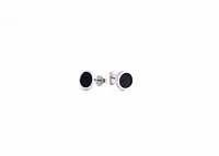 Stainless Steel Black 9mm Stud Earrings