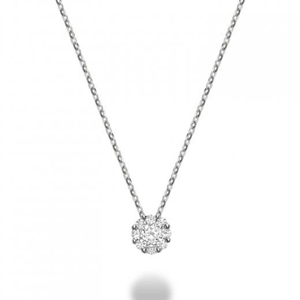 10K White Gold 0.08CTW Diamond Cluster Pendant
