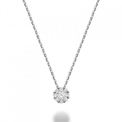 10K White Gold 0.08CTW Diamond Cluster Pendant