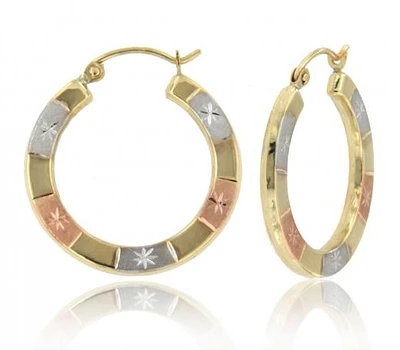 10K Tri-Colour Gold Hoop Earrings