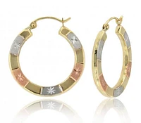 10K Tri-Colour Gold Hoop Earrings