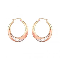 10K Tri-Colour Gold Diamond Cut Hoop Earrings