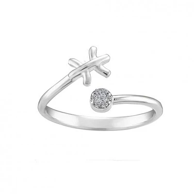 Sterling Silver Diamond Pisces Zodiac Ring - Size 6