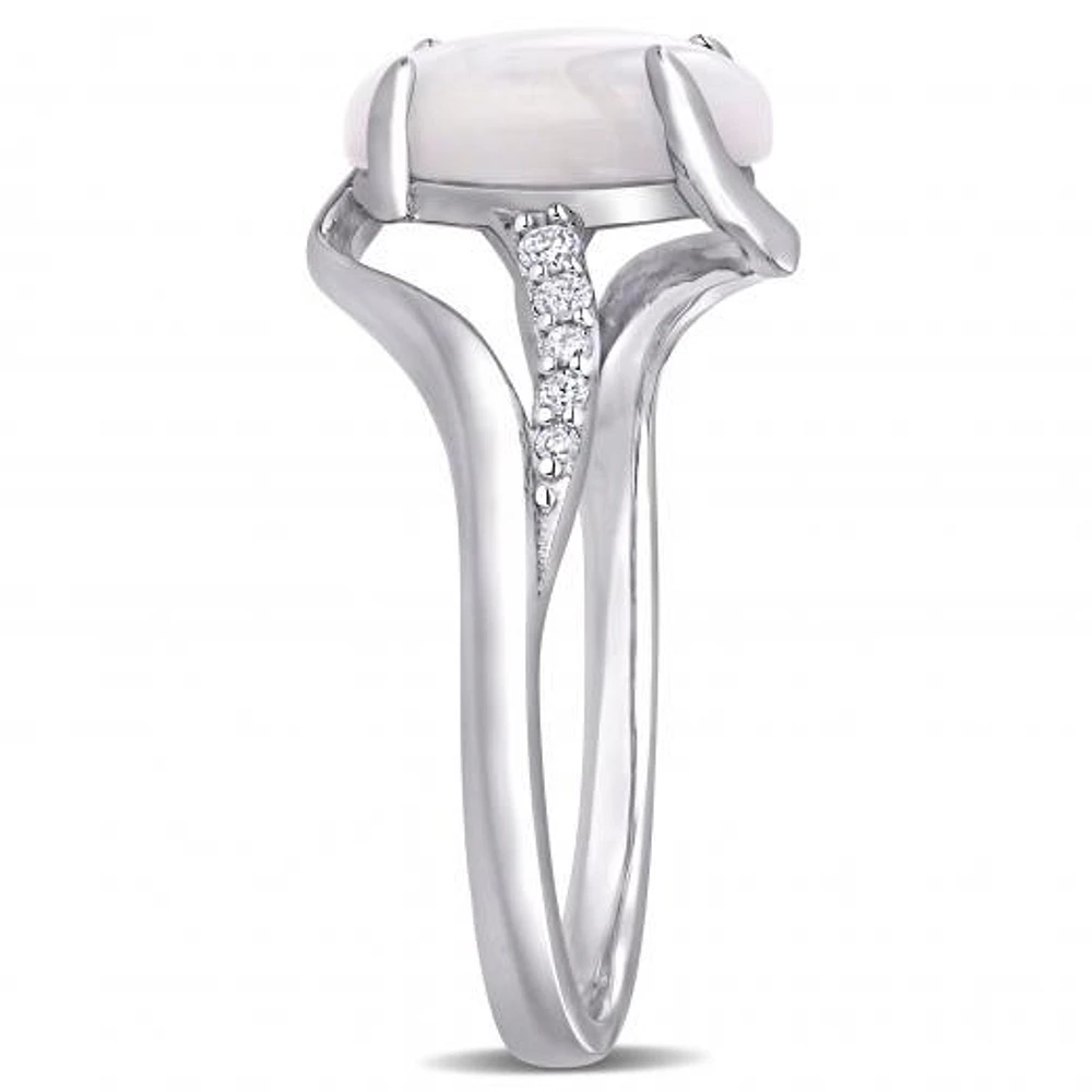 Julianna B Sterling Silver Opal & Diamond Ring