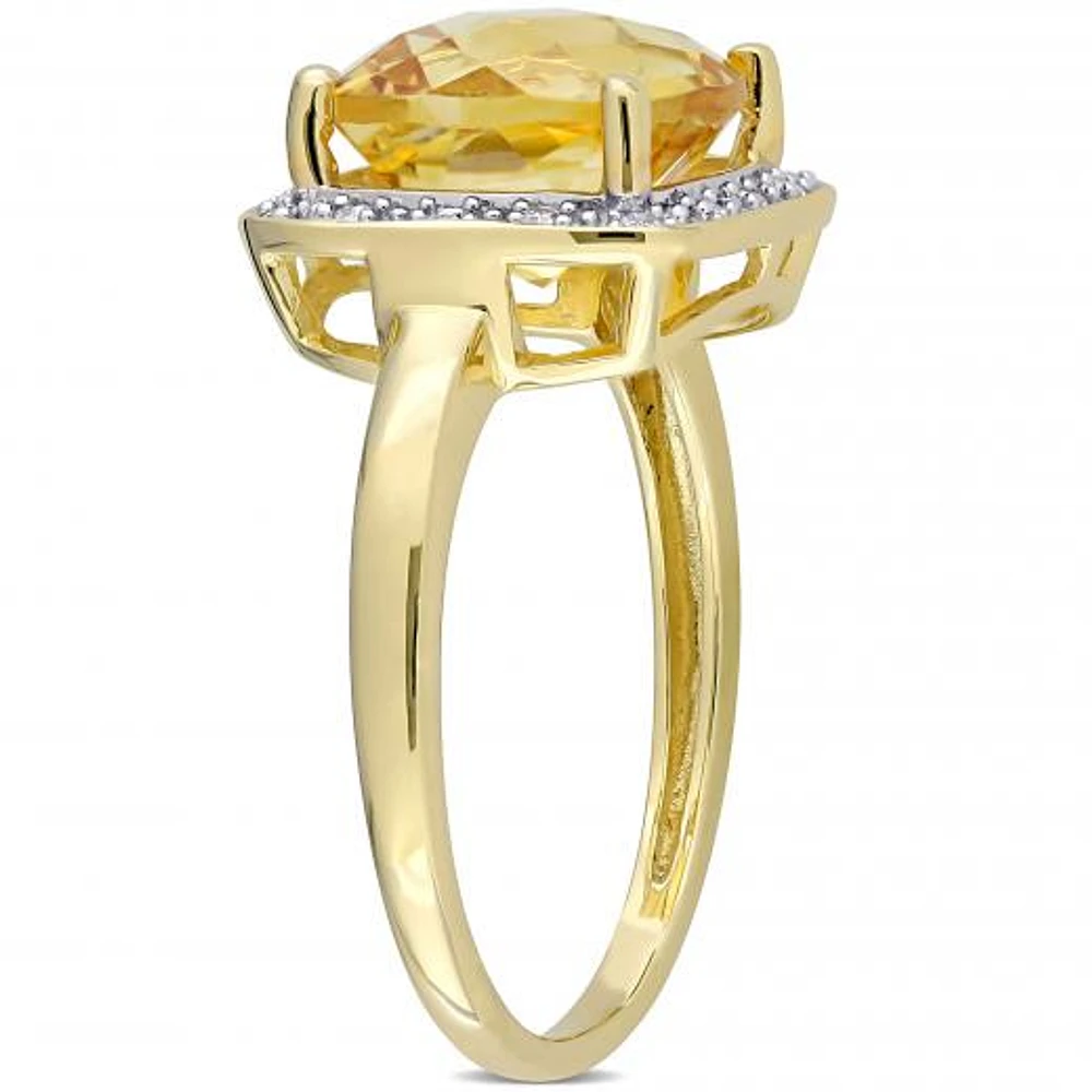 Julianna B 10K Yellow Gold Citrine & Diamond Ring