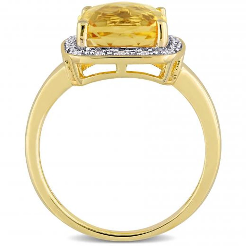 Julianna B 10K Yellow Gold Citrine & Diamond Ring