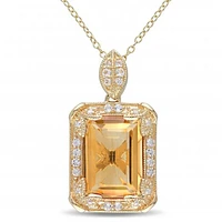 Julianna B Sterling Silver Yellow Plated Citrine & Diamond Pendant