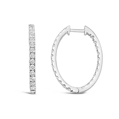 14K White Gold Lab Grown 2.00CTW Diamond Hoops