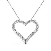 14K White Gold Lab Grown 1.00CTW Diamond Heart Pendant