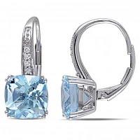 Julianna B 10K White Gold Sky Blue Topaz & 0.06CTW Diamond Earrings