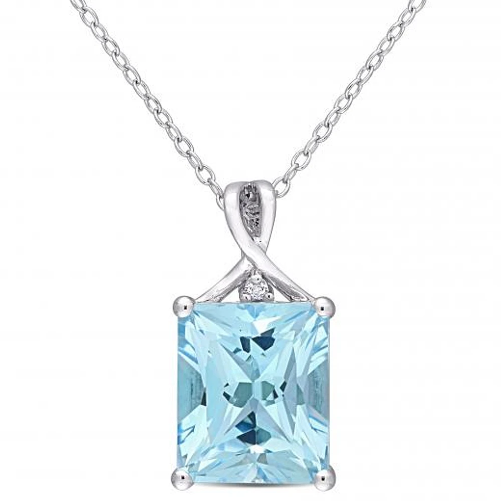 Julianna B Sterling Silver Sky Blue Topaz & White Topaz Pendant