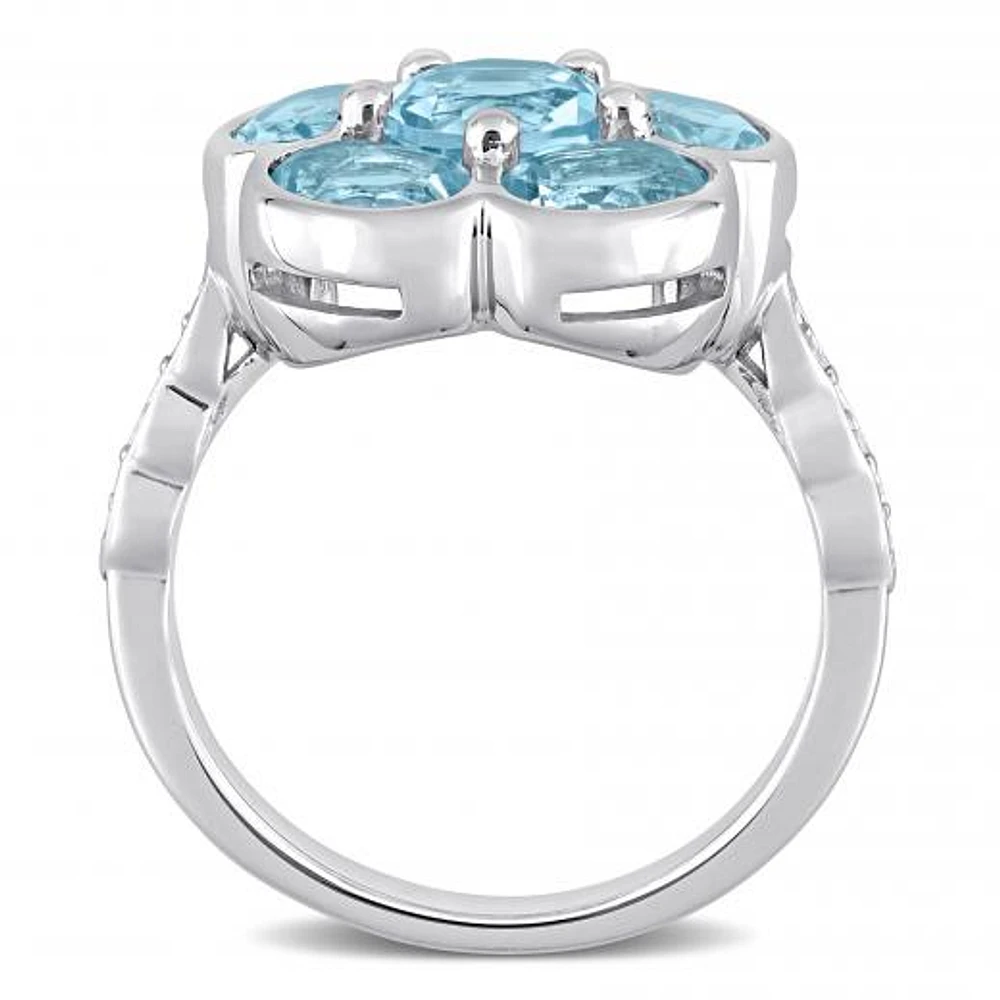 Julianna B Sterling Silver Sky Blue Topaz & 0.06CTW Diamond Ring