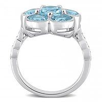 Julianna B Sterling Silver Sky Blue Topaz & 0.06CTW Diamond Ring