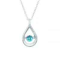 Sterling Silver Blue Topaz & Cubic Zirconia Dancing Pendant