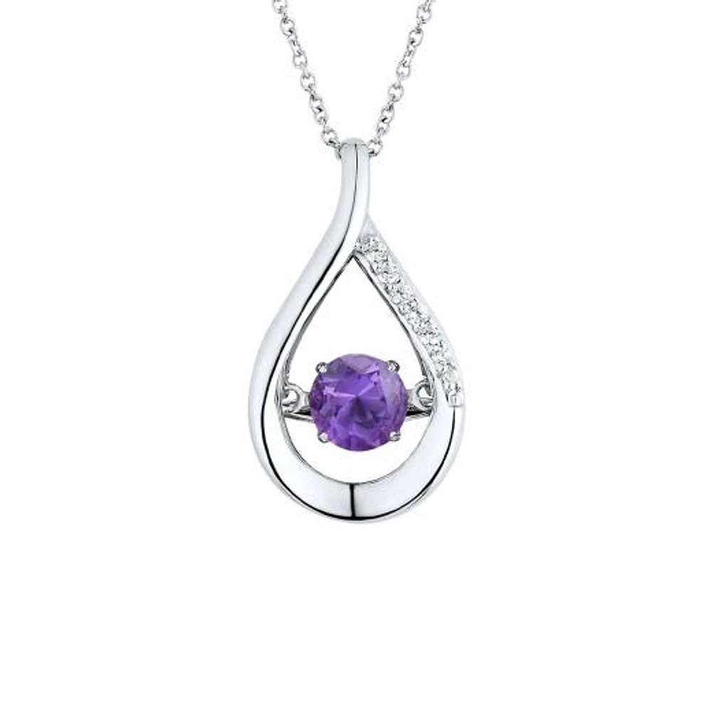Sterling Silver Amethyst & Cubic Zirconia Dancing Pendant