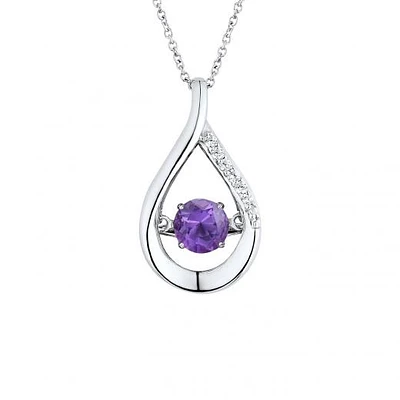 Sterling Silver Amethyst & Cubic Zirconia Dancing Pendant