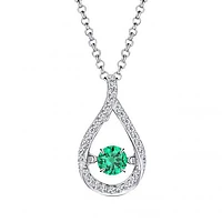 Sterling Silver Emerald & Cubic Zirconia Dancing Pendant