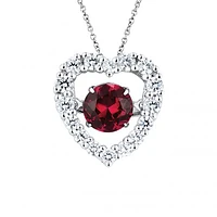 Sterling Silver Created Ruby & Cubic Zirconia Dancing Pendant