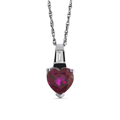 Sterling Silver Created Ruby & Created White Sapphire Pendant