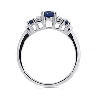 Sterling Silver Created Sapphire & Created White Sapphire Ring