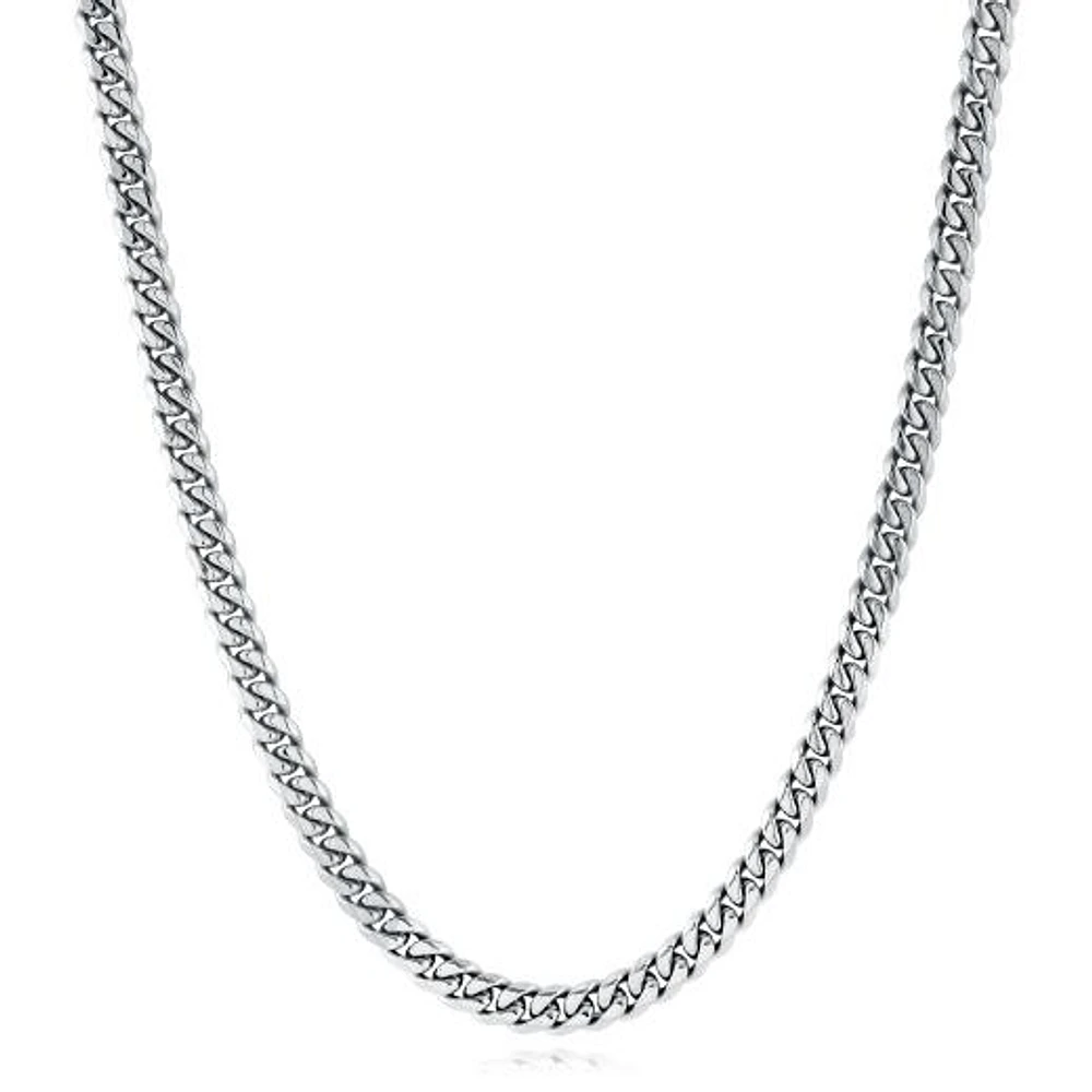 Stainless Steel 7.7mm Curb Link 24" Necklace