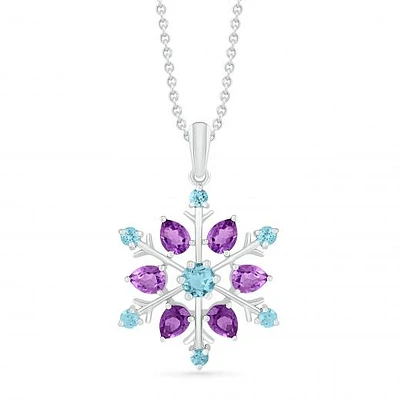Sterling Silver Amethyst & Blue Topaz Pendant