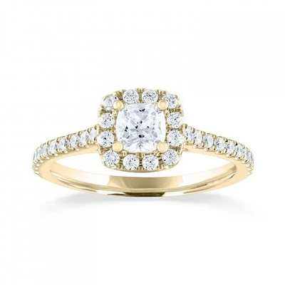 Diamond Revelations 14K Yellow Gold 0.80CTW Cushion Cut Ring