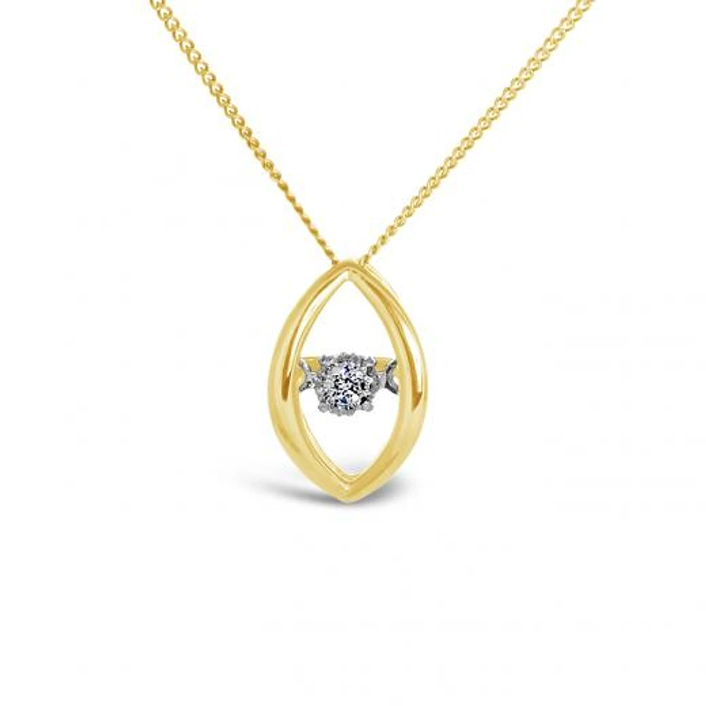 10K Yellow and White Gold 0.02CT Dancing Diamond Pendant