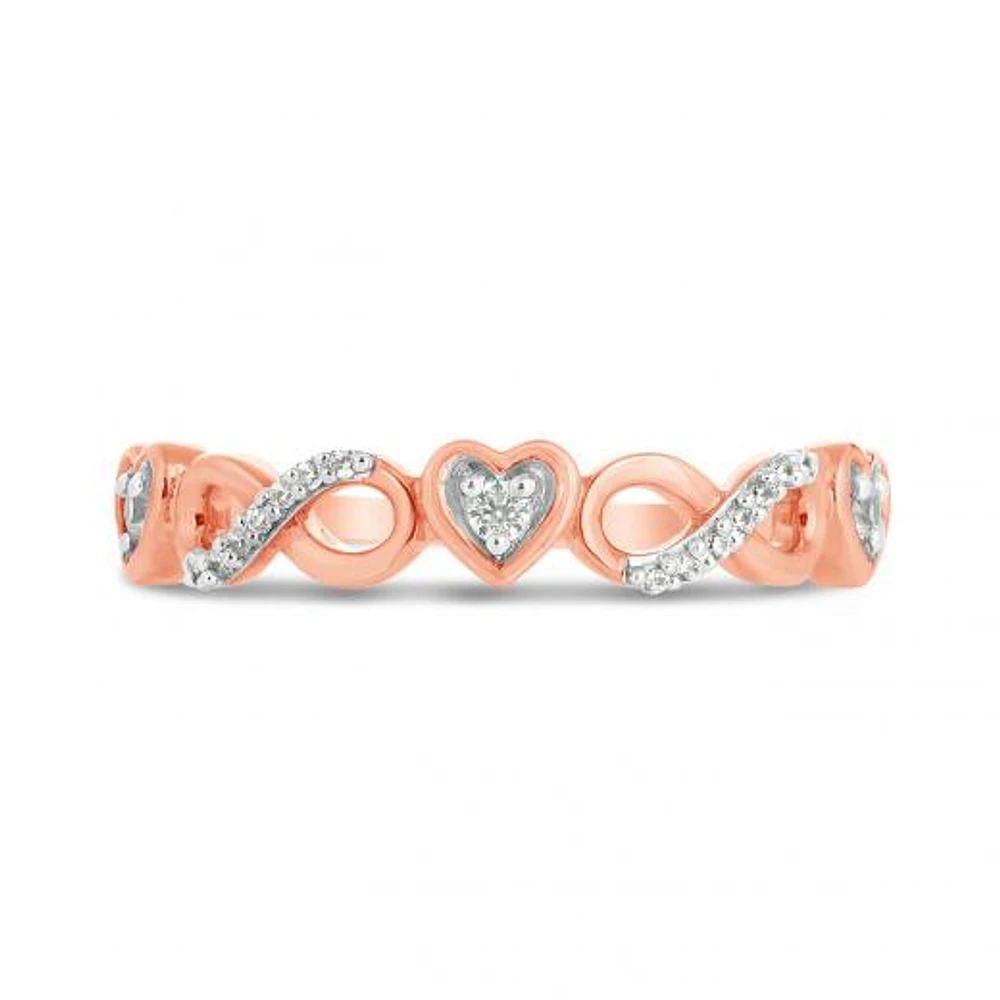 10K Rose Gold 0.09CTW Diamond Heart Ring