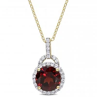 Julianna B Sterling Silver Yellow Plating Garnet & White Topaz Pendant