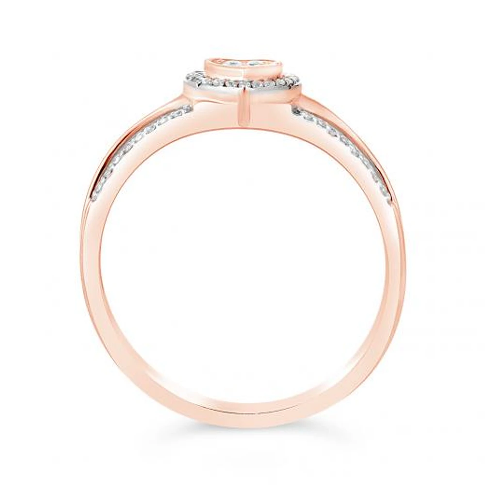 10K Rose Gold 0.10CTW Diamond Heart Ring
