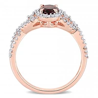 Julianna B 10K Rose Gold Garnet, White Topaz & 0.30CTW Diamond Ring