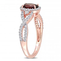 Julianna B 10K Rose Gold Garnet, White Topaz & 0.30CTW Diamond Ring