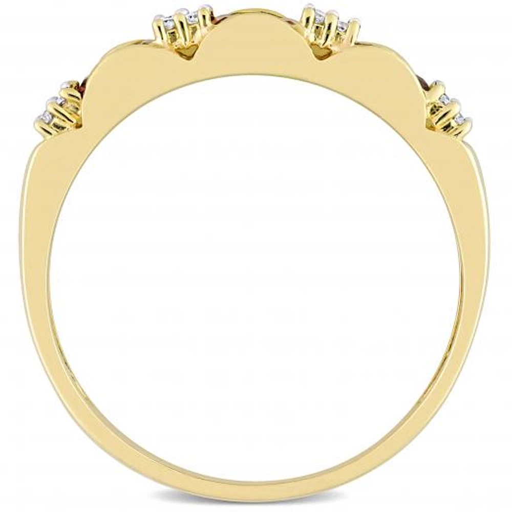 Julianna B 10K Yellow Gold Garnet & 0.06CTW Diamond Ring