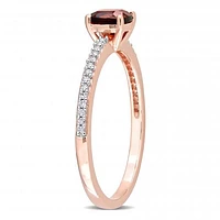 Julianna B 10K Rose Gold Garnet & 0.08CTW Diamond Ring