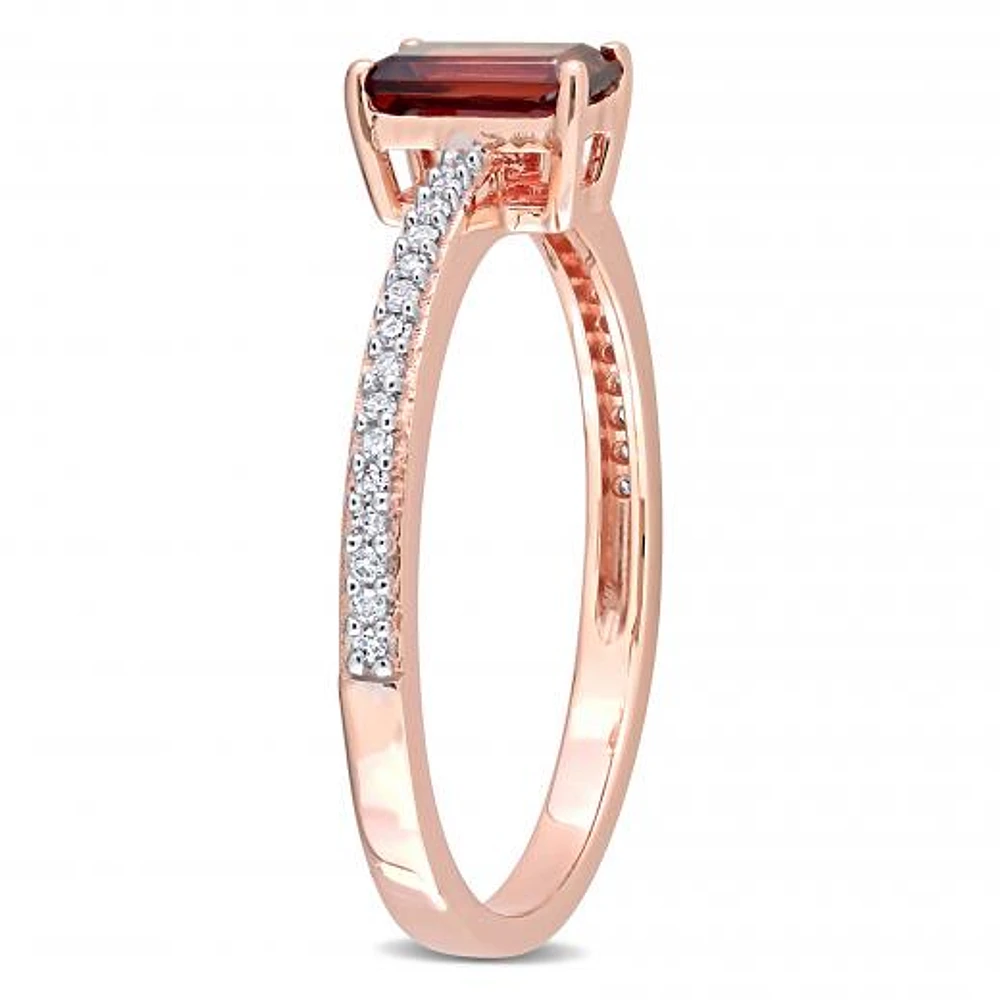 Julianna B 10K Rose Gold Garnet & 0.09CTW Diamond Ring