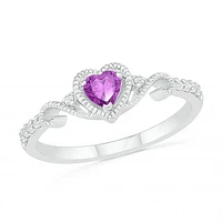 Sterling Silver Amethyst & 0.10CTW Diamond Ring