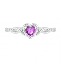 Sterling Silver Amethyst & 0.10CTW Diamond Ring