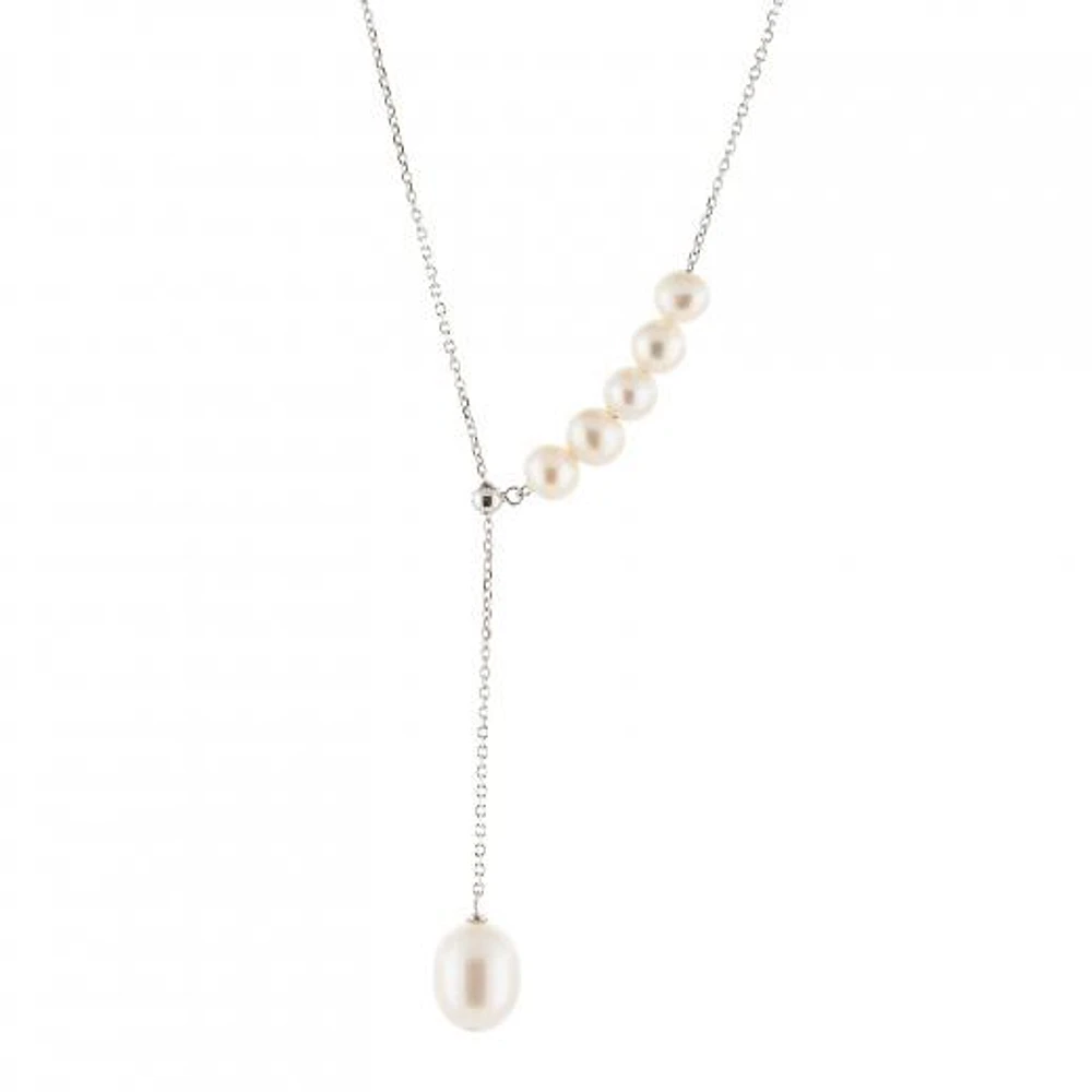 Sterling Silver Sliding Pearl Necklace