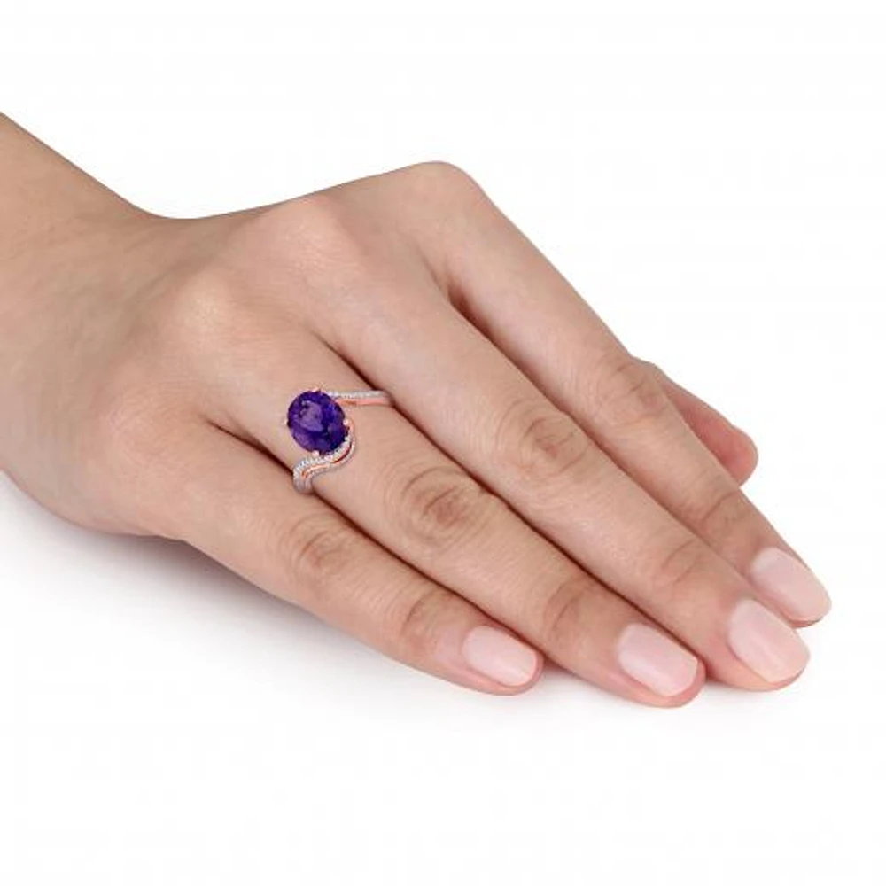Julianna B 14K Rose Gold Amethyst & 0.33CTW Diamond Ring